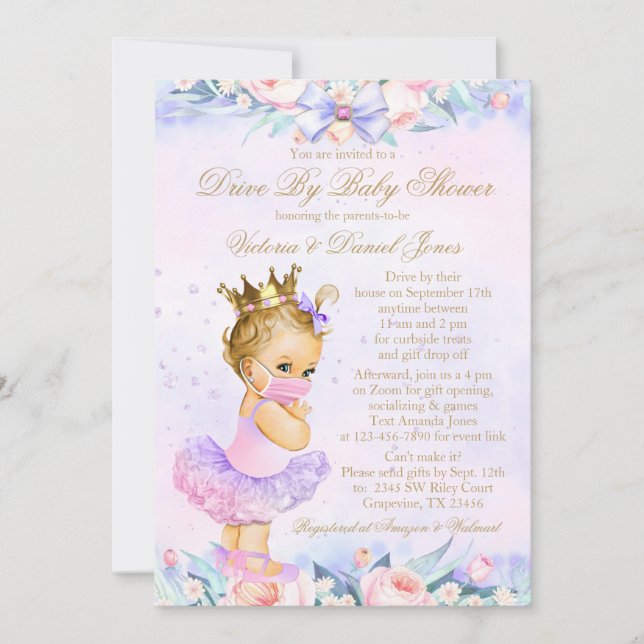 Invitation Princesse Avec Lecteur De Masque Par Baby shower (Devant)