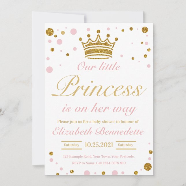 Invitation Princesse Baby shower C'Est Une Fille (Devant)