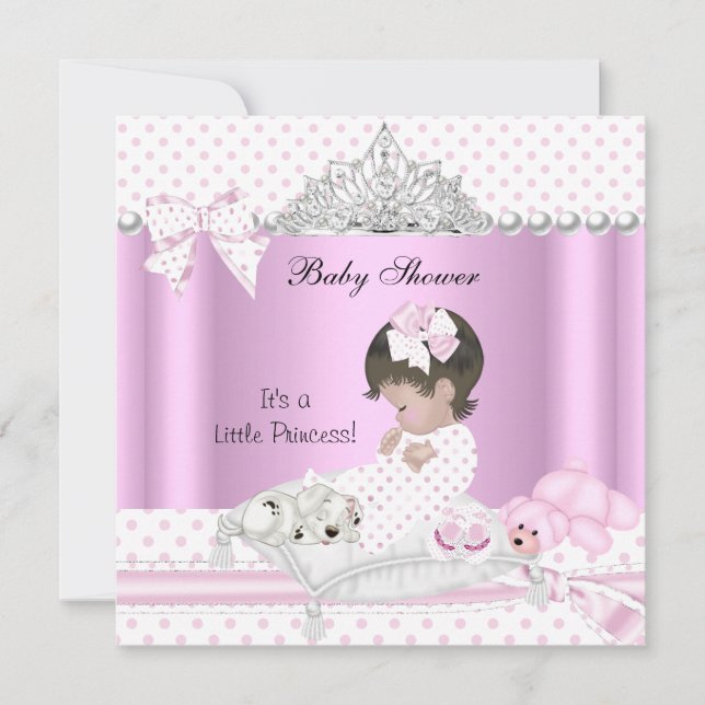 Invitation Princesse Baby shower fille chiot Tiara (Devant)