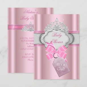 Invitation Princesse Baby Shower Fille Couronne Rose Princess