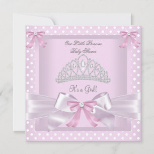 Invitation Princesse Baby shower fille Pois rose Bow