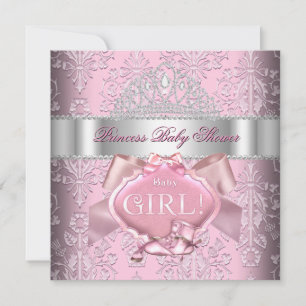 Invitation Princesse Baby shower fille rose Damas Tiara 2