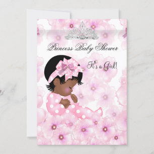 Invitation Princesse Baby shower fille rose Floral Tiara 2
