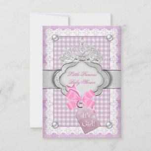 Invitation Princesse Baby shower fille rose Tiara Princesse