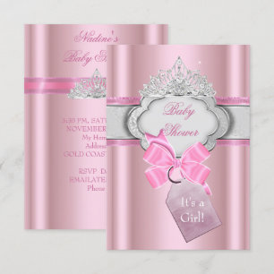 Invitation Princesse Baby shower fille rose Tiara Princesse