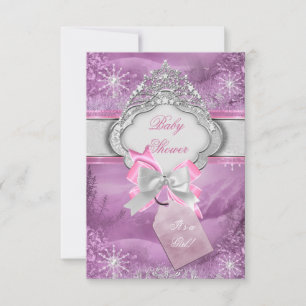 Invitation Princesse Baby shower fille rose Tiara Princesse 3