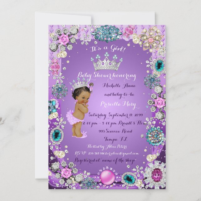 Invitation Princesse Baby shower Invitation, Petite Princesse (Devant)