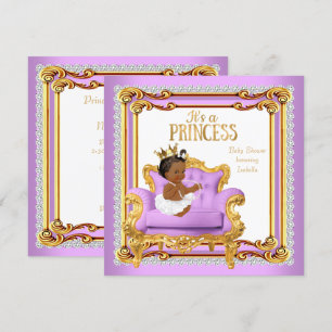 Invitation Princesse Baby shower Lilac Pink Gold Chaise Ethni