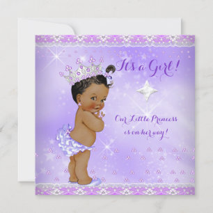 Invitation Princesse Baby shower Lilac Purple Lavender Ethniq