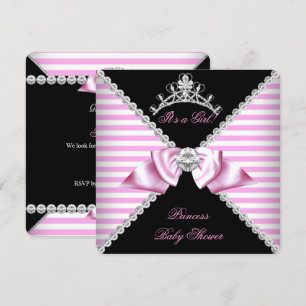 Invitation Princesse Baby shower noir rosé bracelet Bow Diamo