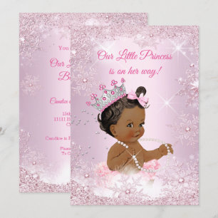 Invitation Princesse Baby shower Pink Snowflake Hiver Ethniqu