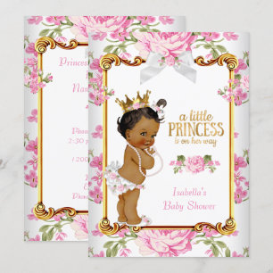 Invitation Princesse Baby shower Rose Blanc Floral Ethnic 2