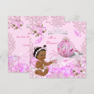 Invitation Princesse Baby shower rose Carriage ethnique