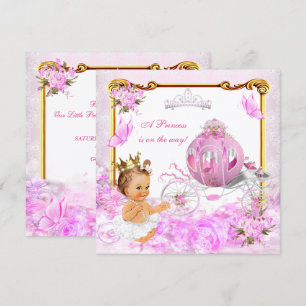 Invitation Princesse Baby shower Rose Gold Carriage Tiara