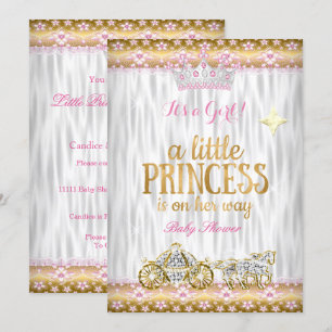Invitation Princesse Baby shower Rose Gold White Carriage