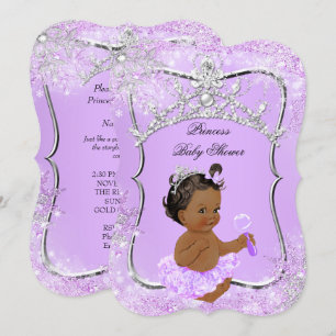 Invitation Princesse Baby Shower Wonderland Lilas Ethnique