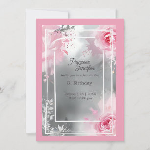 Invitation princesse blanche rose conte de fées rose annivers