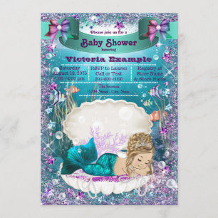 Invitation Princesse blonde adorable baby shower de sirène