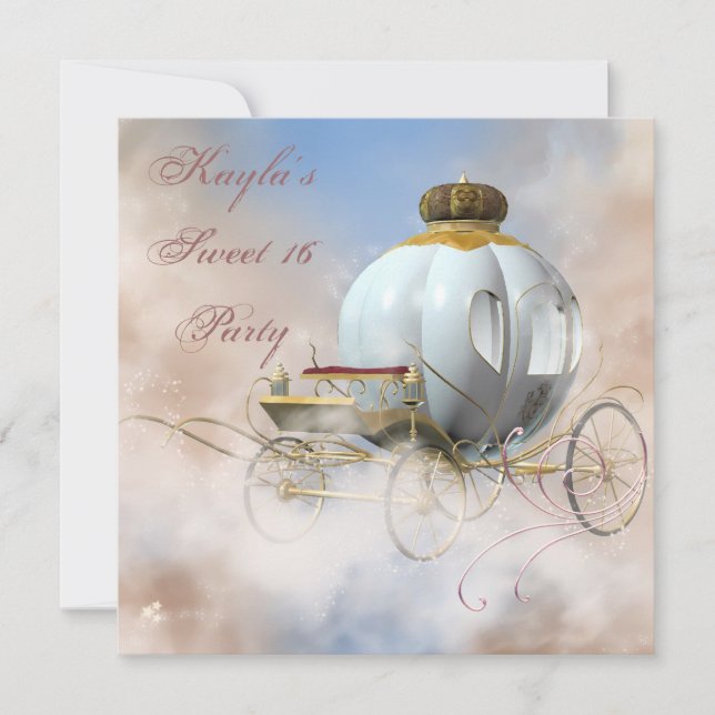 Invitation Princesse Carriage Princesse Sweet 16 Anniversaire (Devant)
