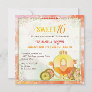 Invitation Princesse Carriage Sweet 16 Anniversaire