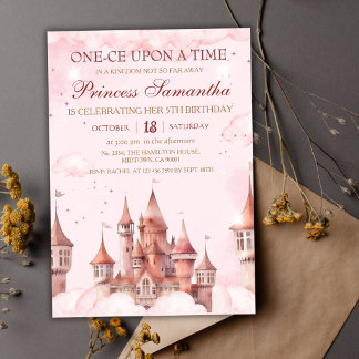 Invitation Princesse Cinquième Anniversaire conte de fées mag