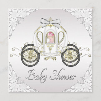 Invitation Princesse Coach et baby shower de blanc de roses