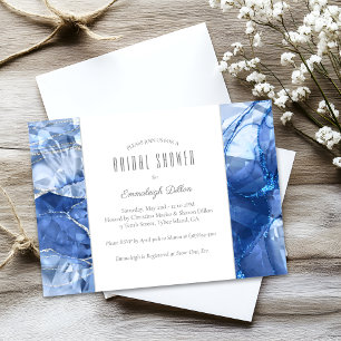 Invitation Princesse Coupe Bleu Saphir Bijou Mariage