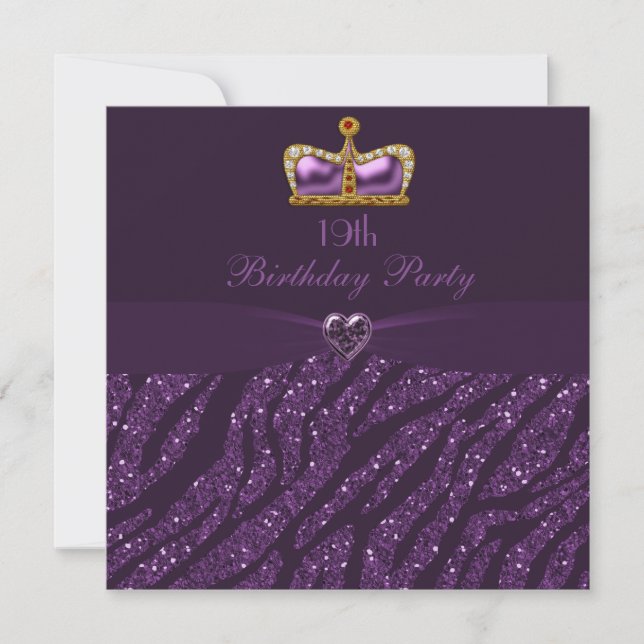 Invitation Princesse Crown Heart et anniversaire de parties (Devant)