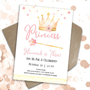 Invitation Princesse Crown Pink 3e Fille Anniversaire