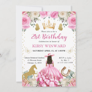Invitation Princesse de l'Ouest Brunette Robe Rose Anniversai