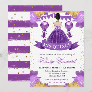 Invitation Princesse de Quinceañera aux Cheveux Bruns Robe Vi