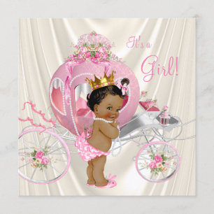 Invitation Princesse d'ethnie Baby shower Pink Ivory Pearl