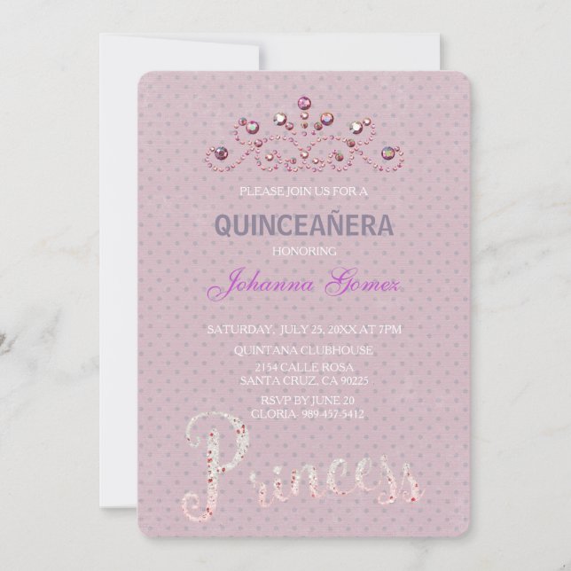 INVITATION PRINCESSE D'INVITATION QUINCEAÑERA (Devant)