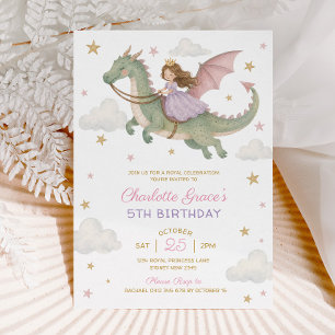 Invitation Princesse Dragon : Livre de Contes de Fées Anniver