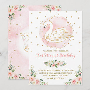 Invitation Princesse du cygne floral / Anniversaire de l'or d