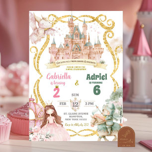 Invitation Princesse et Chevalier Garçon Fille Jonction Anniv