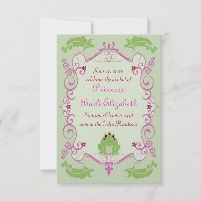 Invitation Princesse et la Grenouille (Devant)