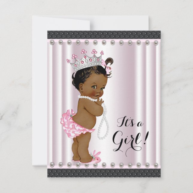 Invitation Princesse ethnique Baby shower Pink Pearl (Devant)