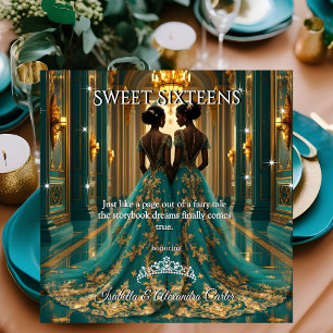 Invitation Princesse Ethnique Jumelles Sweet 16 Anniversaire 