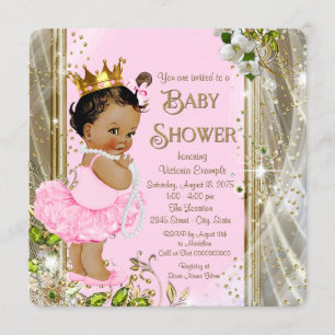 Invitation Princesse ethnique Tutu Rose Or Baby Shower