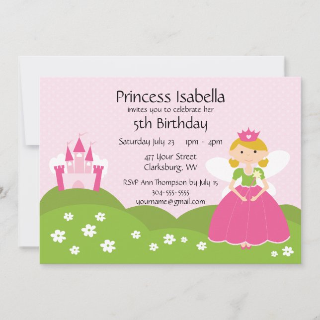 Invitation Princesse féerique Birthday (Devant)
