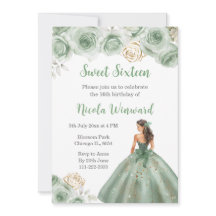 Princesse Florale en Sweet sixteen Robe verte Sage