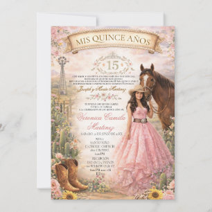 Invitation Princesse Florale Rose Espagnole 15 Ans Quinceañer