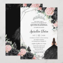 Princesse Florale Rose Noire Silver Quinceañera