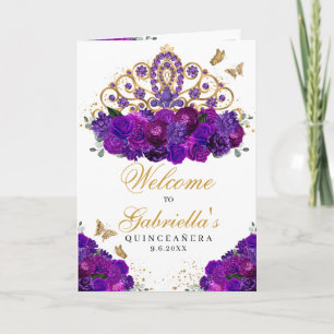 Invitation Princesse Florale Violet Tiara Quinceanera Program