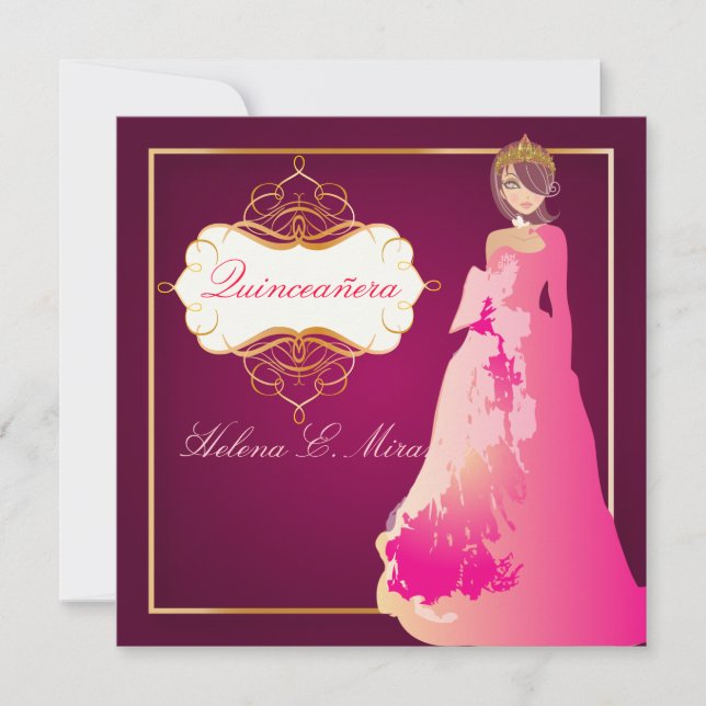 Invitation Princesse Formelle Quinceañera/Quince años (Devant)