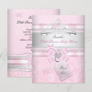 Invitation Princesse Joli Baby shower Girl Papillon
