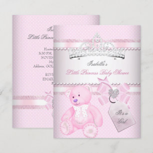 Invitation Princesse Joli Baby shower mignonne fille Tiara Ou