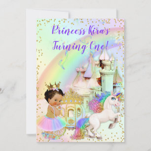 Invitation Princesse Licorne Carrosse Château Arc-en-ciel Mag