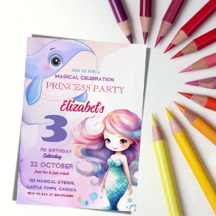 Invitation Princesse Little Mermaid Magic Mer 3e anniversaire